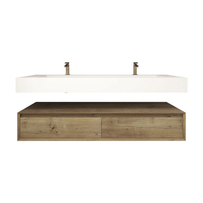 Alysa Wall-Mounted Single Bathroom Vanity Set, Oak