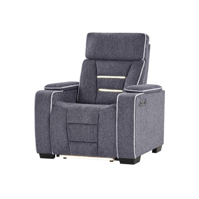 AUSTIN GREY RECLINING SOFA WITH STORAGE ARMS