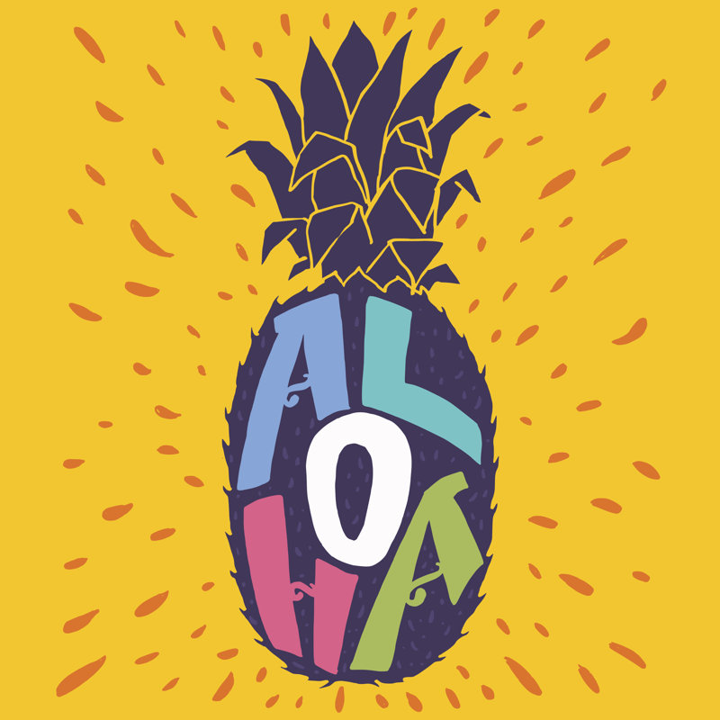 Lillydale Aloha' In Pineapple Silhouette - Wrapped Canvas Print, 30cm H x 30cm W x 3.8cm D