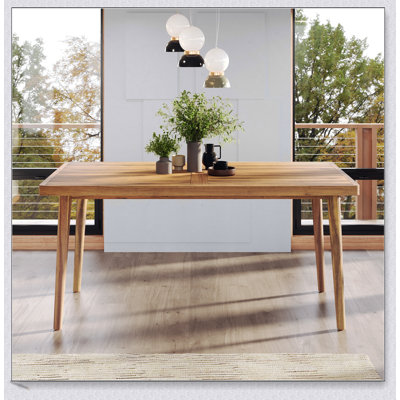 Janiyah Durable Acacia Wood Outdoor Dining Table With Classic Slatted Design And Umbrella Hole
