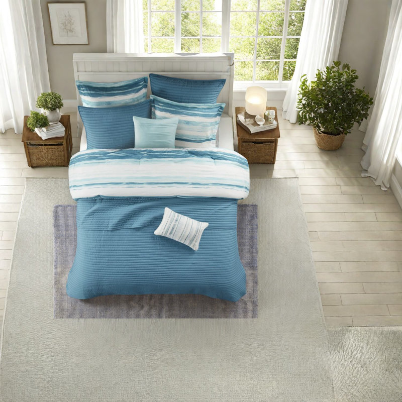 Ensembles de literie luxueux en polyester turquoise, conception moderne en seersucker pour la maison