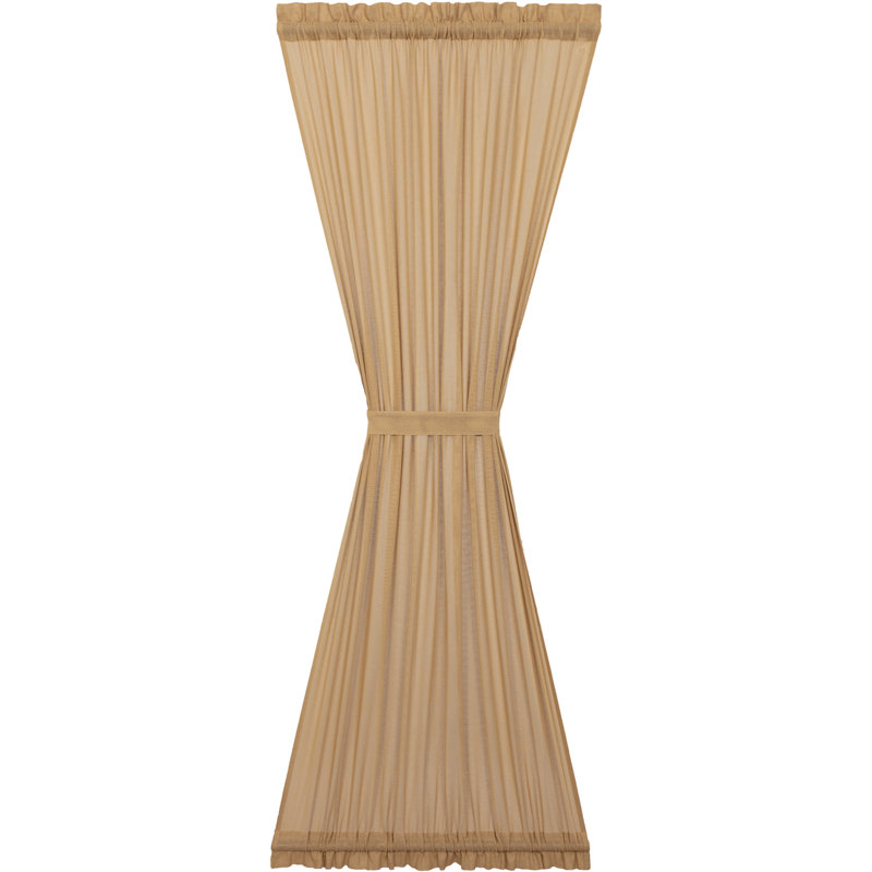 Devid 100% Cotton Semi Sheer Single Curtain Panel, Khaki