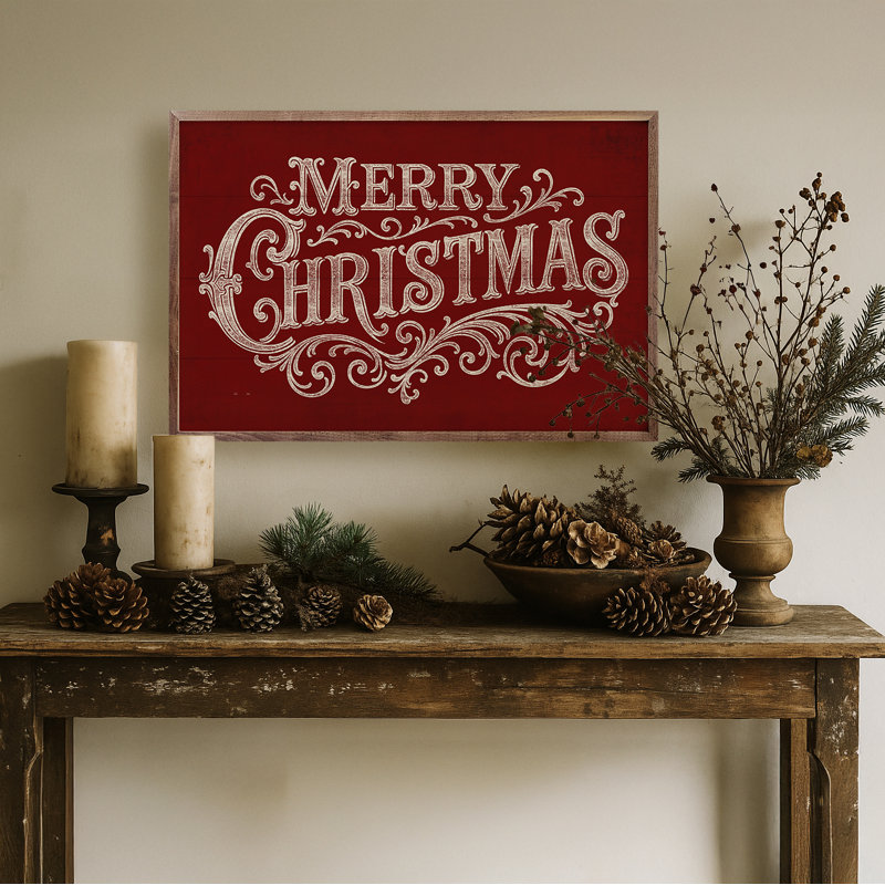 Joyeux Noël orné, Rouge, H 5 po x l 8 po