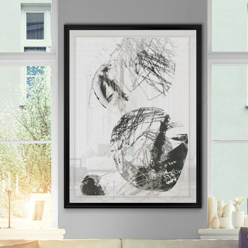 Scribble Stones IV - impression, H 18,5 po x l 24,5 po x P 1,5 po, Cadre noir