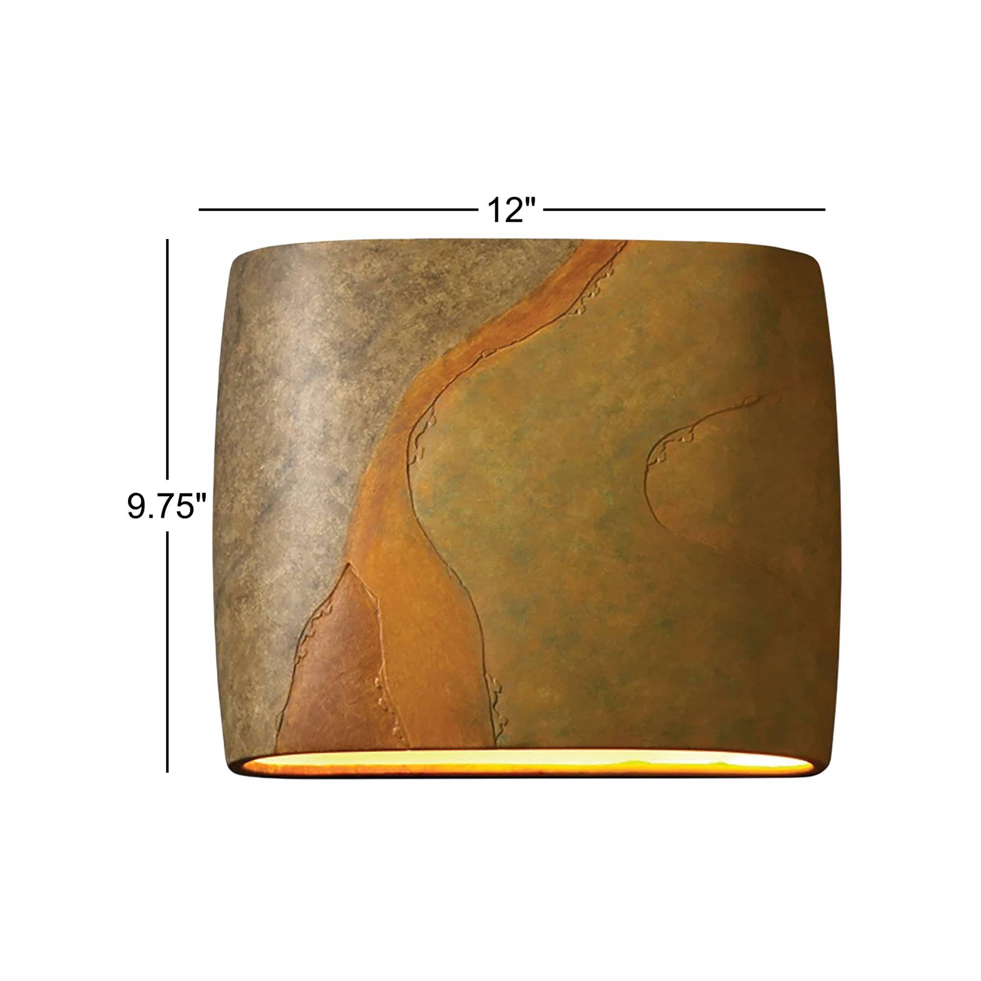 Logan Outdoor Ceramic Wall Light, Incandescent, Harvest Yellow Slate, 9.75" H x 12" W x 4" D
