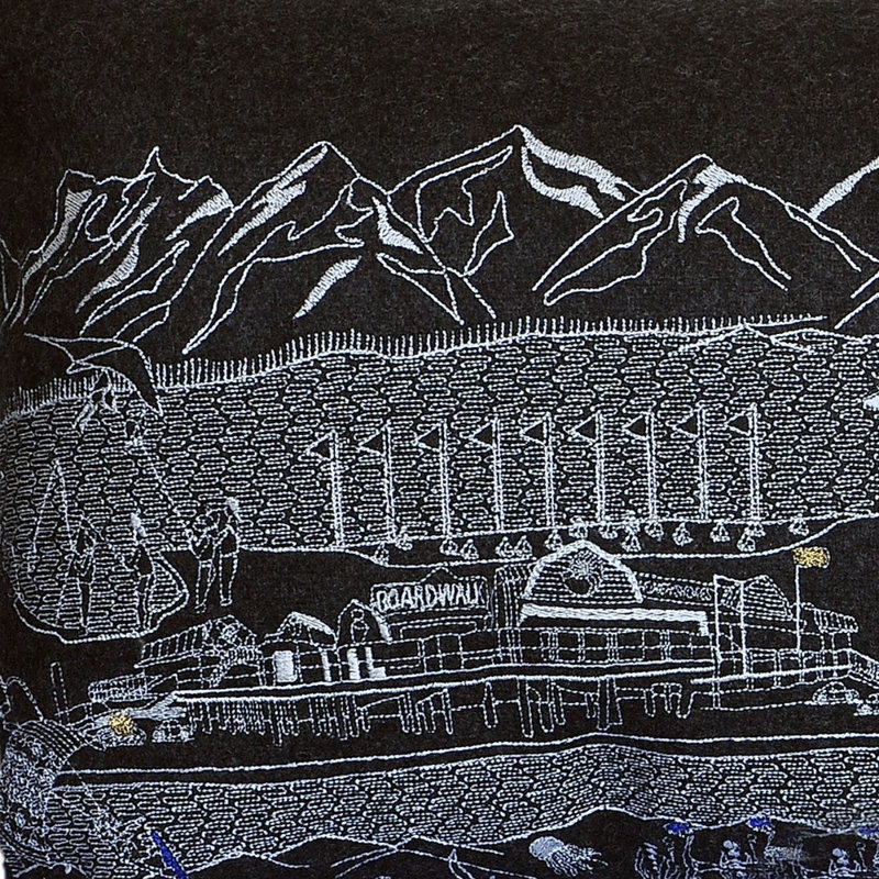 Coussin lombaire 24 po London Nighttime Skyline, Noir / gris
