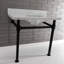 Lavabo console en marbre Carrara de 36 pouces avec pieds en acier inoxydable Kingston Monarch Kingston (8 pouces, 3 trous)-51154832