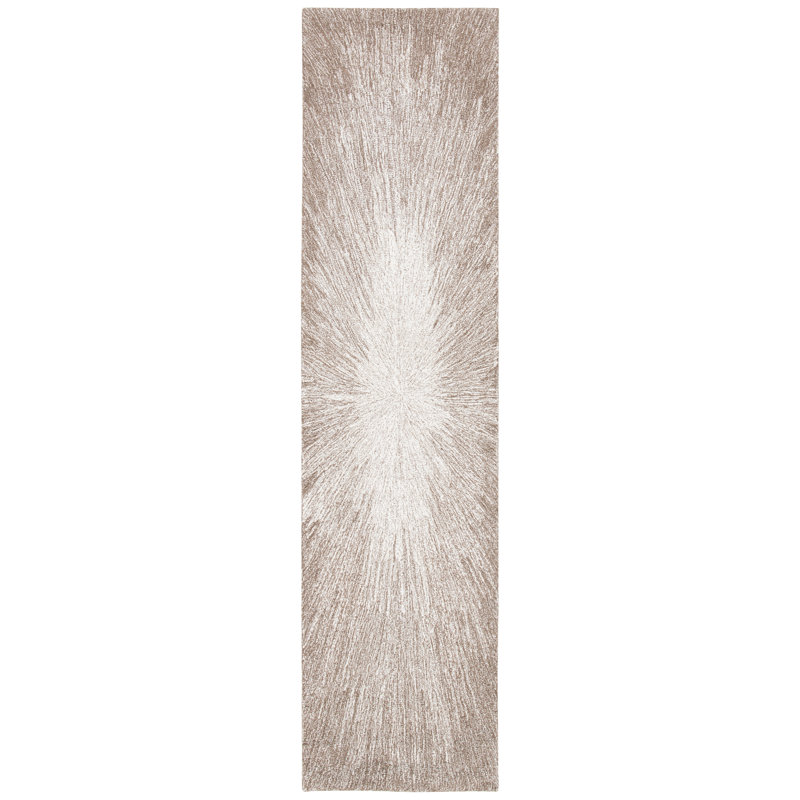 Elegant Taupe Handmade Tufted Wool Runner Rug 27" x 9"