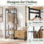 43.3" Hall Tree with Bench, 64.2"H Coat Rack with Storage, Reversible Shoe Cabinet, Adjustable Shelf, Black Metal Frame