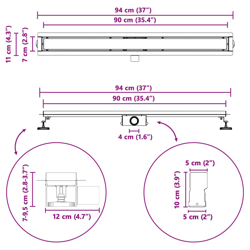  Shower Drain Height Adjustable Stainless Steel 304 Modern Plumbing