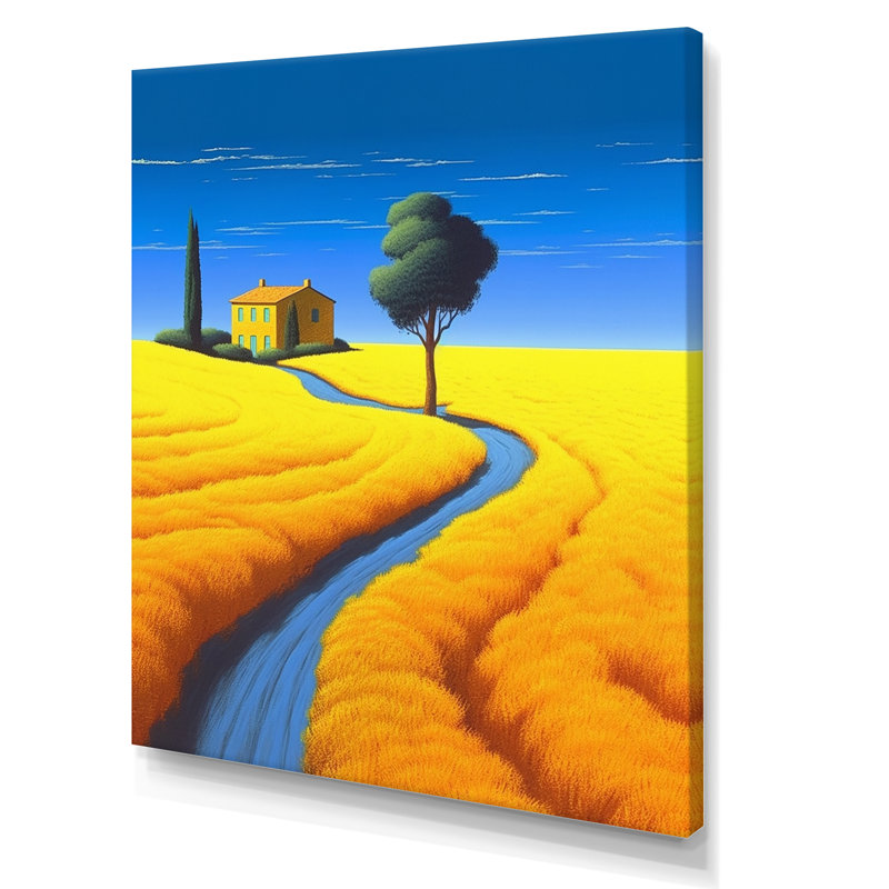 «Golden Blossoming Fields Under A Deep Blue Sky I», reproduction sur toile, Toile tendue, H 32 po x l 16 po x P 1 po