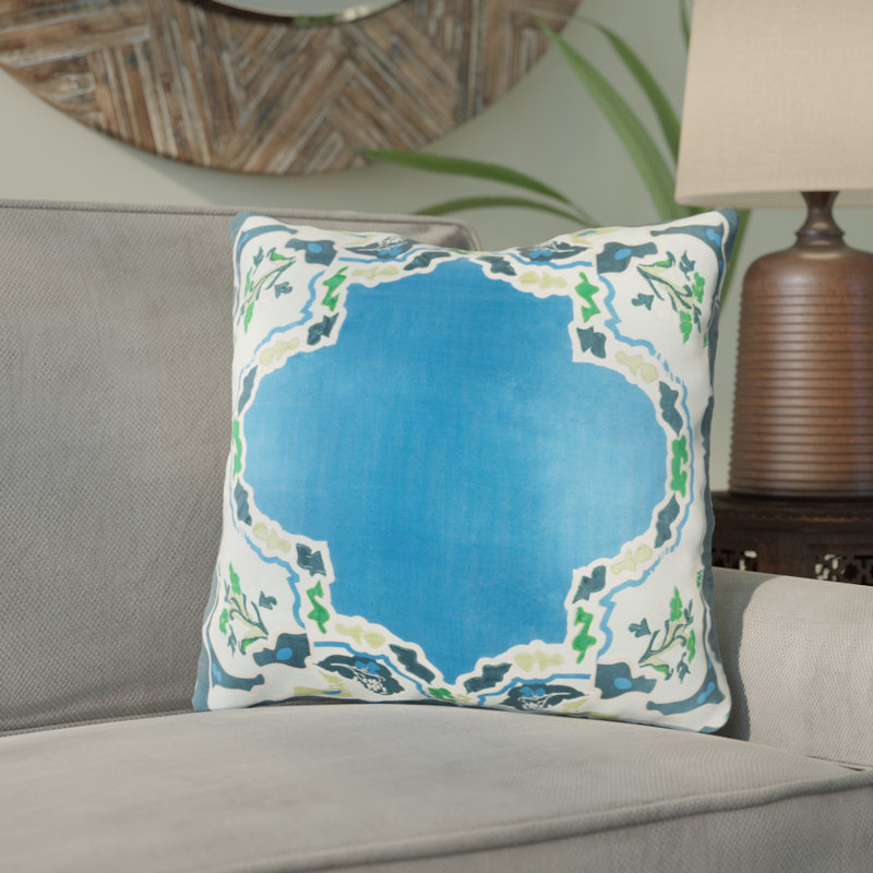 Silk Throw Pillow, 18" H x 18" W x 4" D, Teal, Down