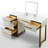 47'' Extendable Makeup Vanity Desk, Modern Vanity Table Wtih Flip-top Mirror And Four Drawers, Dressing Table With Nightstand For Bedroom