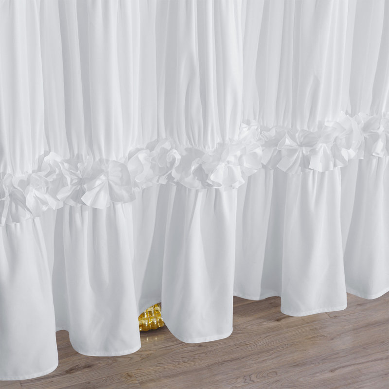 Single Shabby Elegance Ruffle Shower Curtain, White, 72 x 84