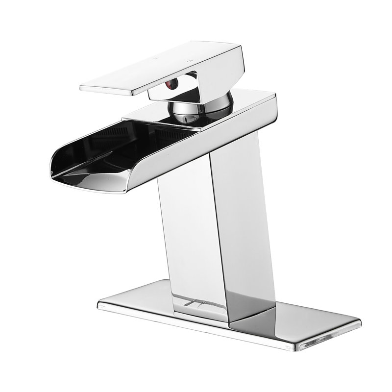 Robinet de lavabo de salle de bain contemporain, bec cascade, une poignée, fixation sur le comptoir, fixation durable sur le comptoir, rouille
