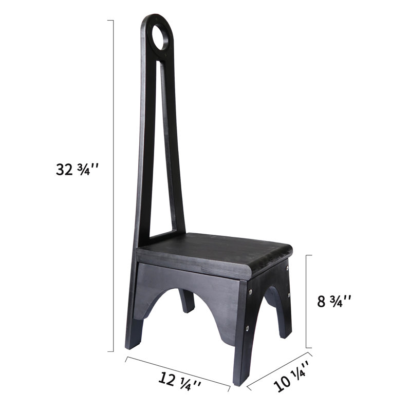 Tabouret d'appoint en bois massif Feeny, Noir, noir, noir, noir