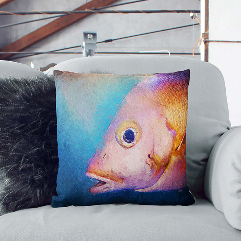 Snapper Fish Cushion with Filling, 55cm H x 55cm W x 20cm D, Stone