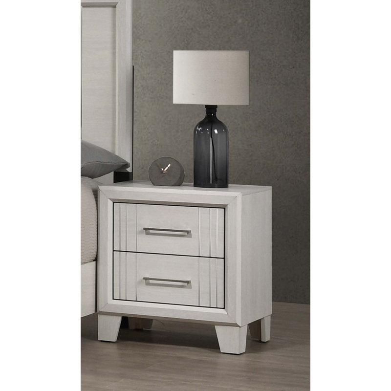 Table de chevet contemporaine à 2 tiroirs 1Pc, Beige