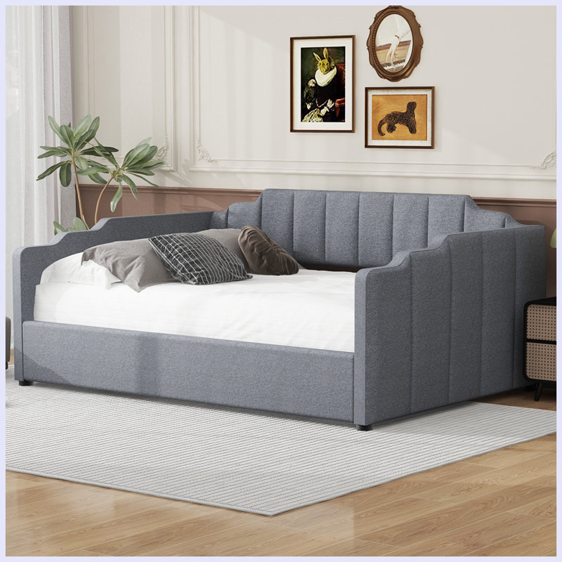 Modern Upholstered Daybed with Underneath Storage, Gray, Full