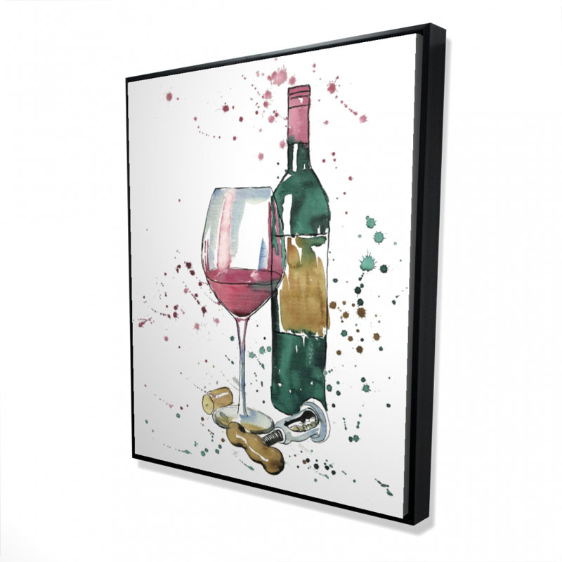 Bottle Of Red Wine Print On Canvas, 60" H x 48" W