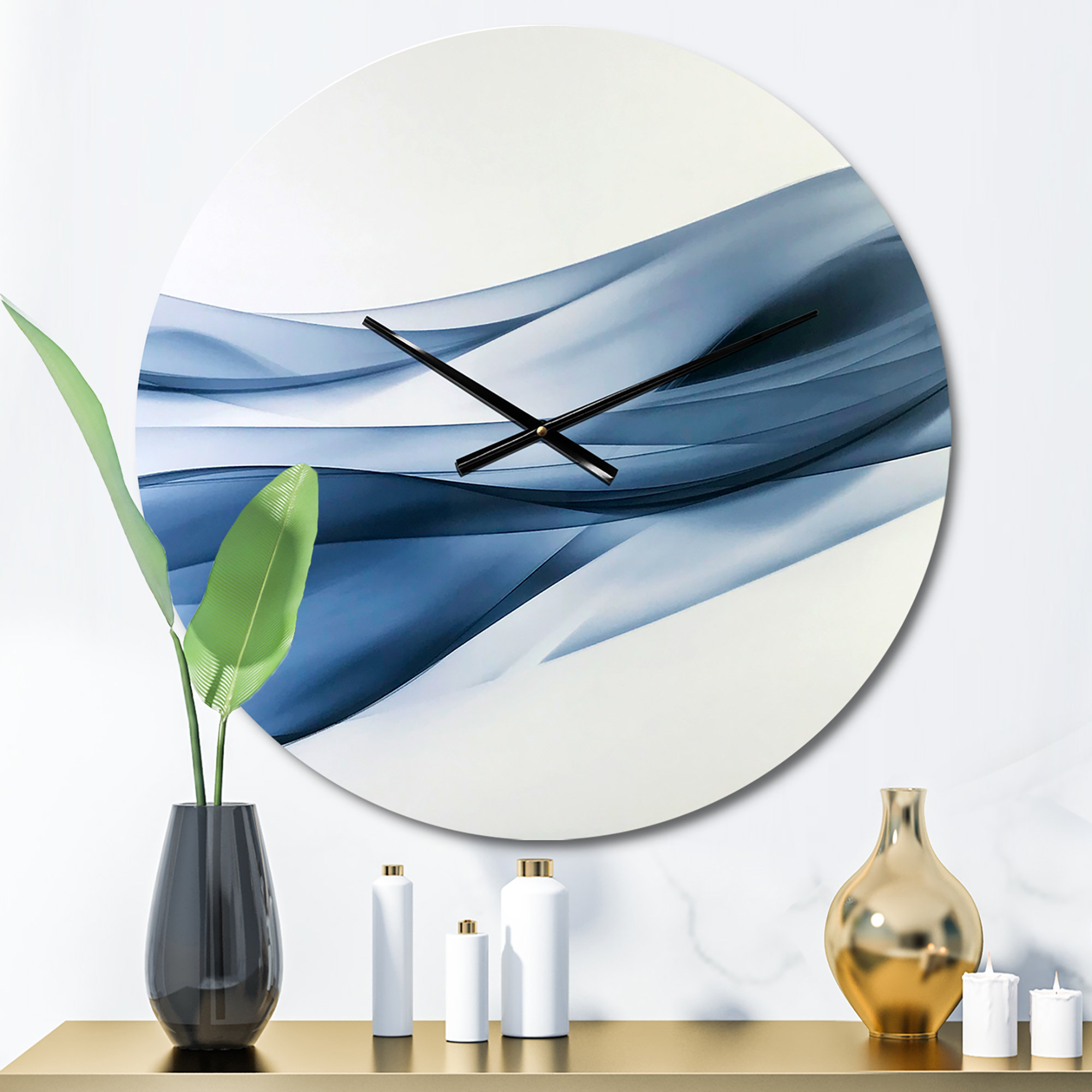 The Twillery Co. Glittering Light Blue Pattern - Modern wall clock ...