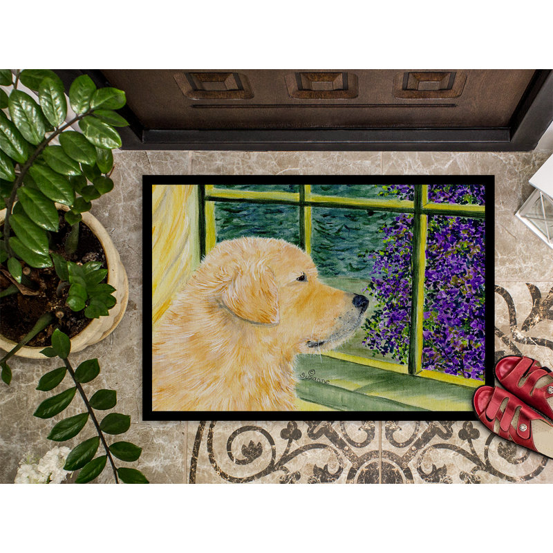 Tapis d'entrée antidérapant Stonegate Golden Retriever, Rectangle 2 pi x 3 pi