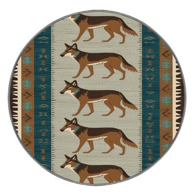 Washable Coyote Southwestern Area Rug