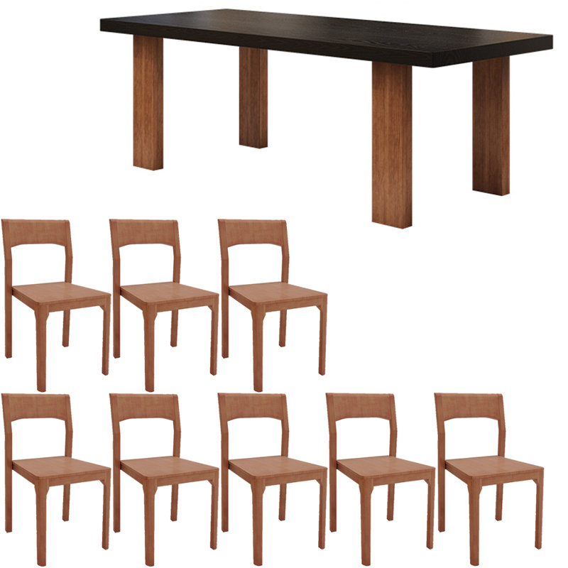 Ensemble de table à manger en bois massif de style français, Brun, H 29,5 po x L 78,7 po x l 35,4 po