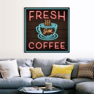 «Neon Fresh Coffee» par Mollie B., reproduction d'art sur toile tendue