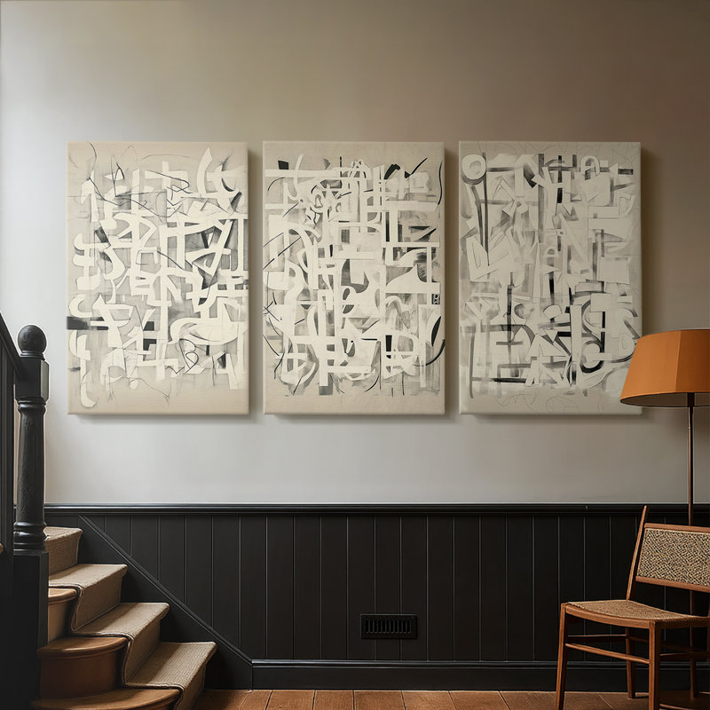 ABSTRACT Series CMV III - Toile tendue sur mesure - 3 pièces, H 12 po x l 24 po
