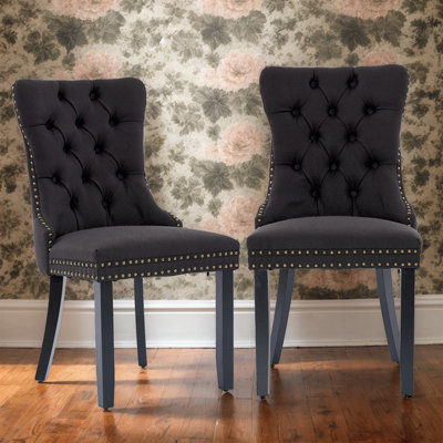 High-Back Tufted Linen Dining Chairs Set - Durable Wooden Frame With Exquisite Rivet Details,Set Of 2