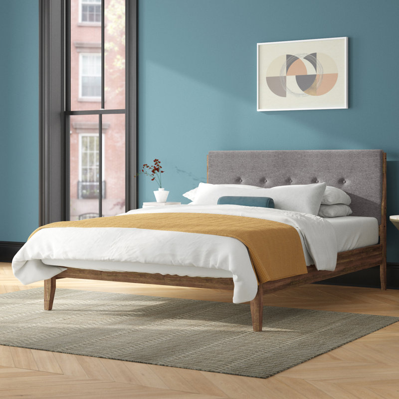 Hayworth Upholstered Platform Bed, King, Gray