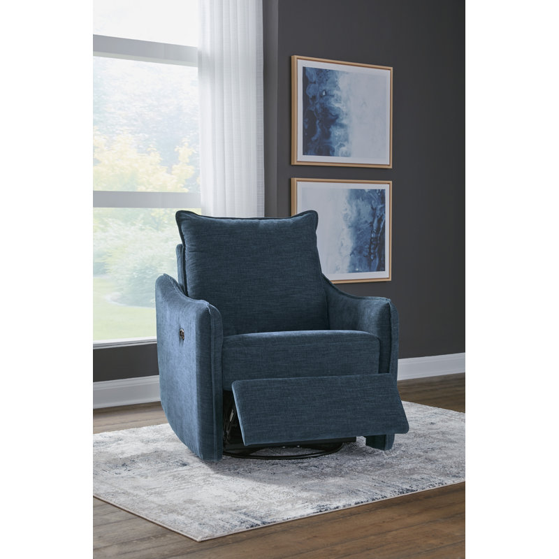 Erskin Swivel Power Recliner, Navy