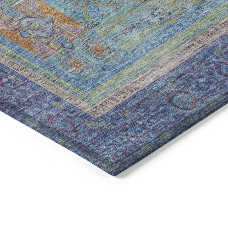 Machine Washable Indoor/Outdoor Jacobus ACN2159 Global Rug, Round 8'