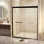 Verre trempé avec film antidéflagrant, porte de douche coulissante double en aluminium, 1/4 (6 mm), poignée en acier inoxydable-118574505