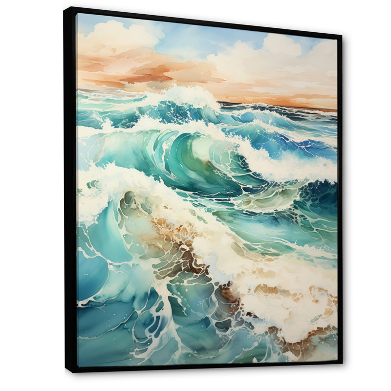 «Valdis Beach Photo Oceanic Rhythms X III», reproduction sur toile, H 32 po x l 16 po x P 1 po, Cadre flottant noir