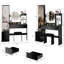 Table de meuble-lavabo à DEL de 17 po de diamètre avec miroir à commande tactile à luminosité réglable en 3 couleurs, armoire à miroir pleine grandeur et tabouret rembourré, conception américaine, matériau, noir, profondeur de 42,55 po, largeur de 14,56 po