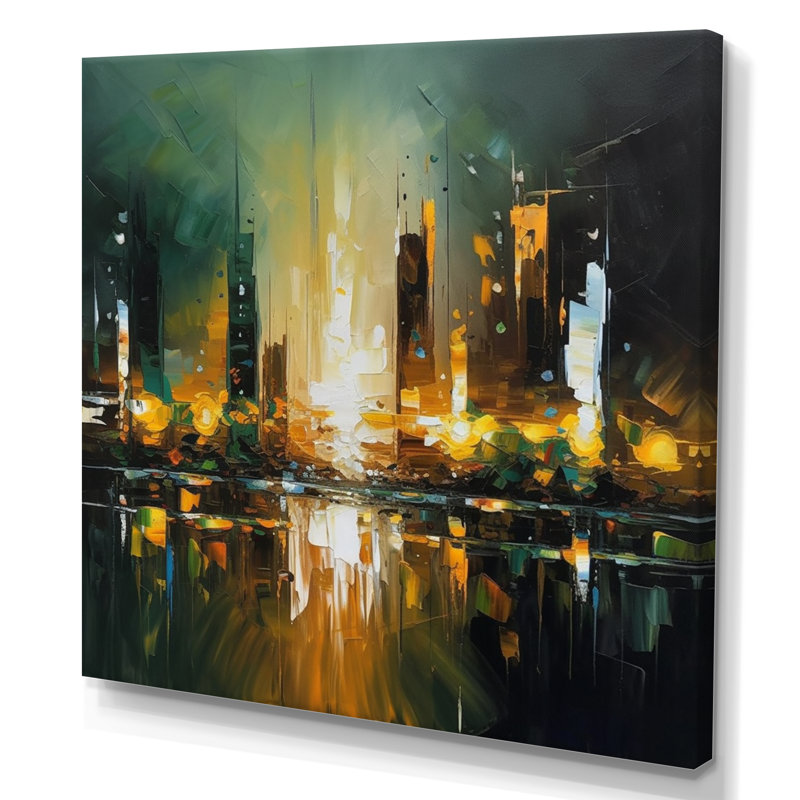 «Abstract City Skyline 1» - Impression, H 16 po x l 16 po x P 1 po, Toile tendue