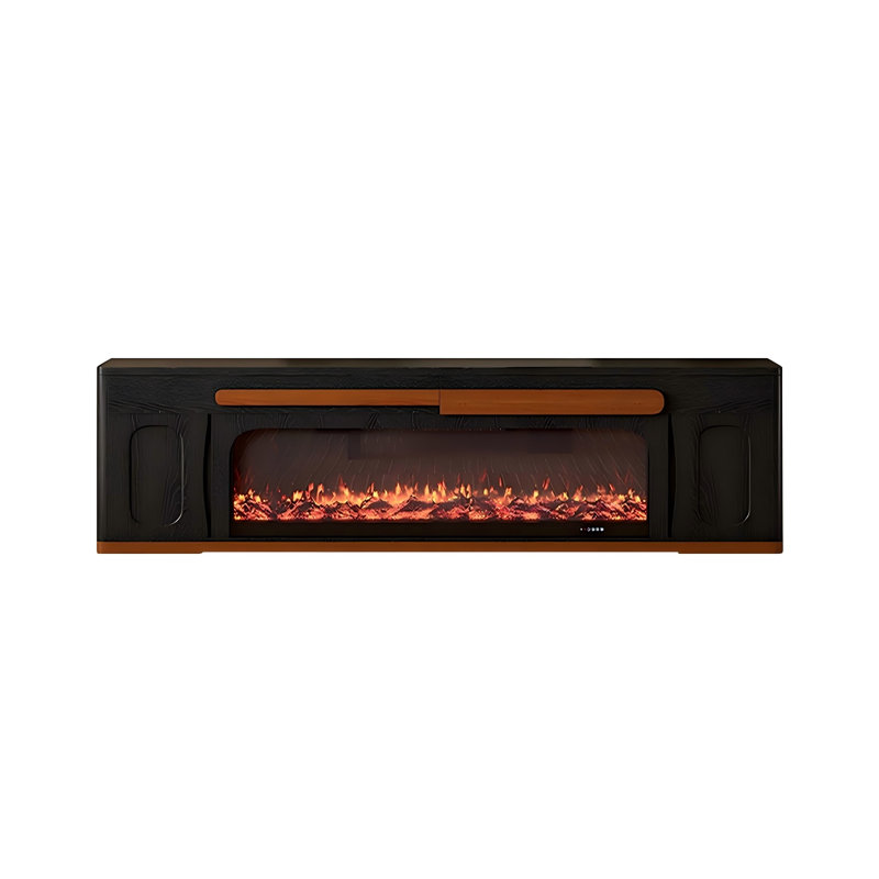 Console télé 70,87 "Mid-Century avec 2 tiroirs et foyer électrique encastré, 23.62" H x 70.87" W x 12.60" D