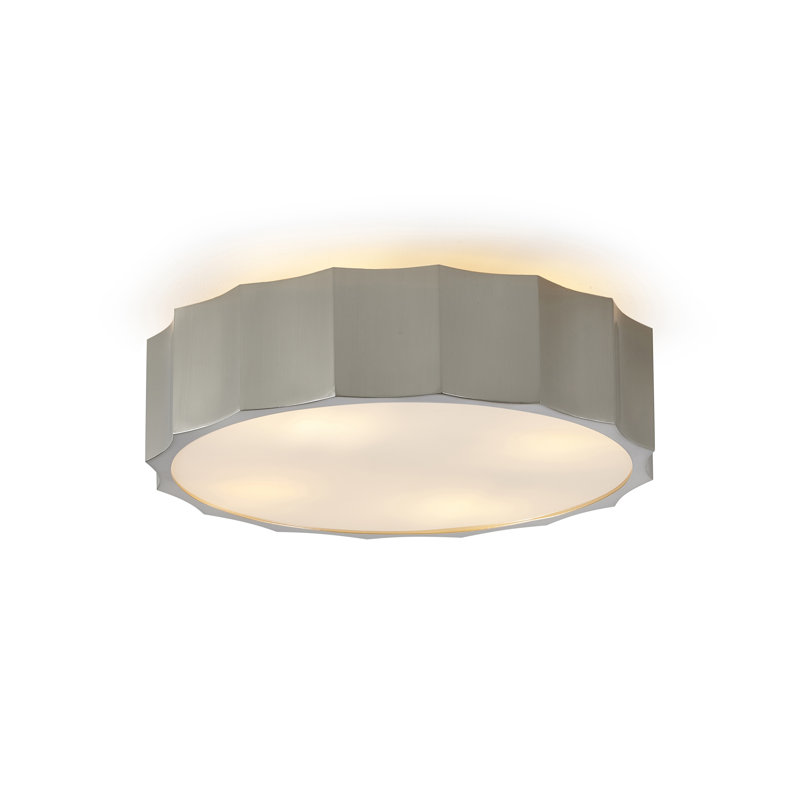 Plafonnier encastré rond en or 4 lumières avec diffuseur en acrylique Kimbrel, Nickel brillant