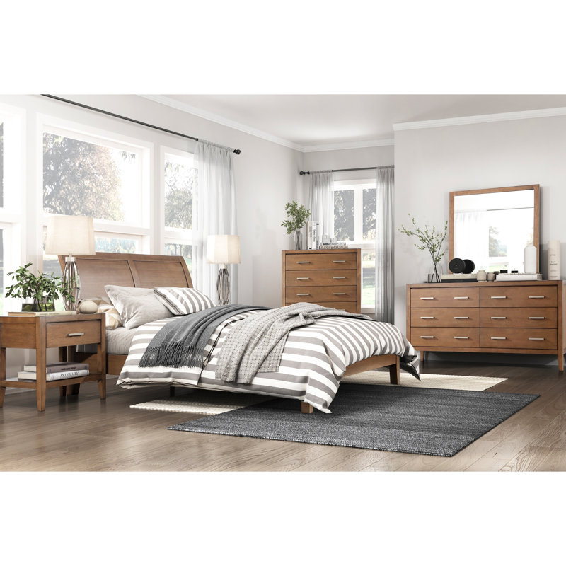 Lit plateforme grand avec tête de lit brun, décor transitionnel avec tête de lit, couleur brune