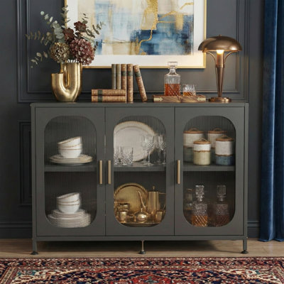 48" Metal Sideboard, 3 Doors, Adjustable, White by Ebern Designs