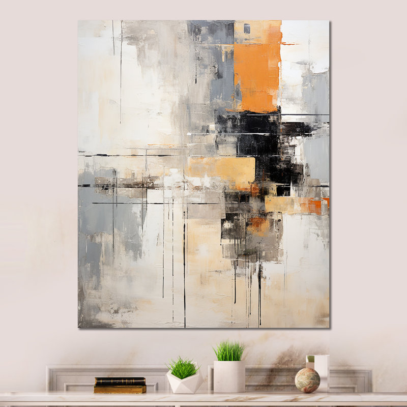 «Abstract Beige Gray Road Collage» sur métal, H 40 po x l 30 po