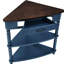 Table de coin triangulaire de 33,8 po avec 3 pieds en bois massif et bleu marine