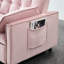 Lit escamotable à 2 places en velours rose avec rembourrage en éponge et cadre 3 poches de soutien du dos pour un rangement pratique