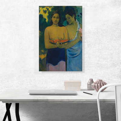 «Two Tahitian Women 1899» par Paul Gauguin, reproduction d'art sur toile tendue