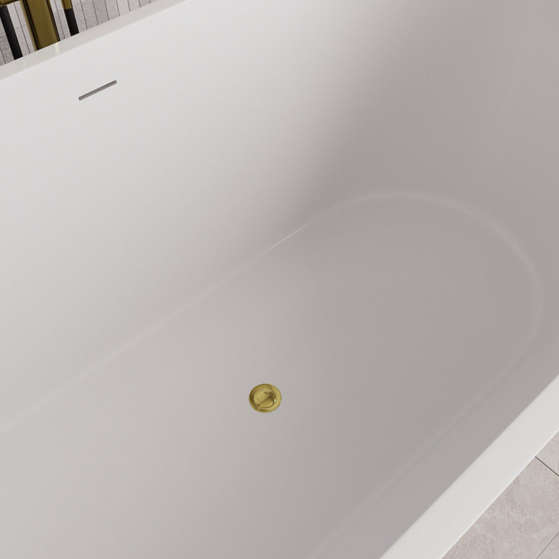 59" Streamline Soaking Freestanding Tub With Internal Drain, Polished Gold