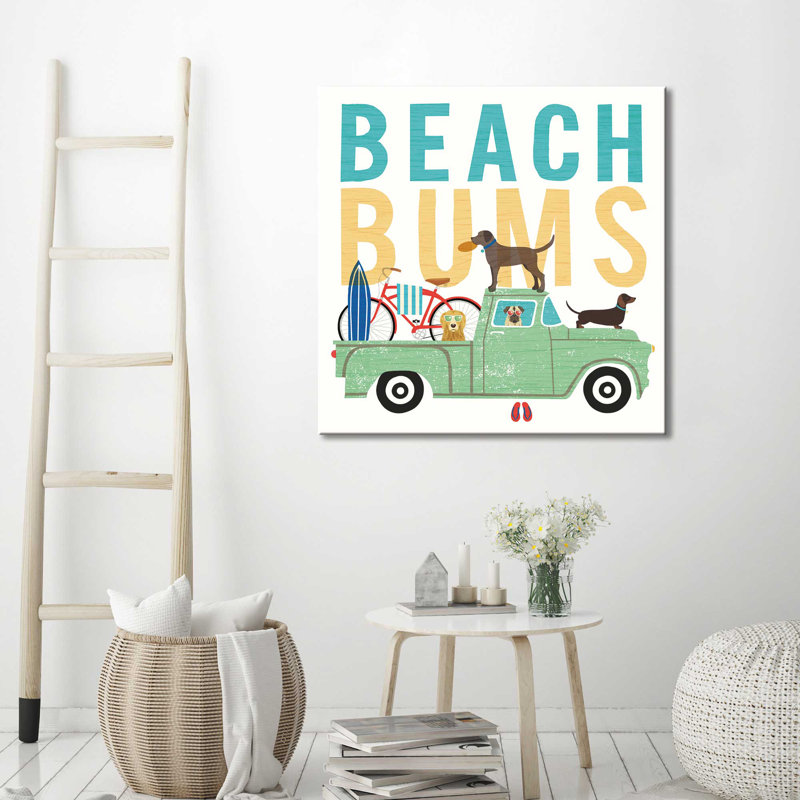«Beach Bums Truck I carré», impression, H 36 po x l 36 po x P 1,5 po, Toile tendue