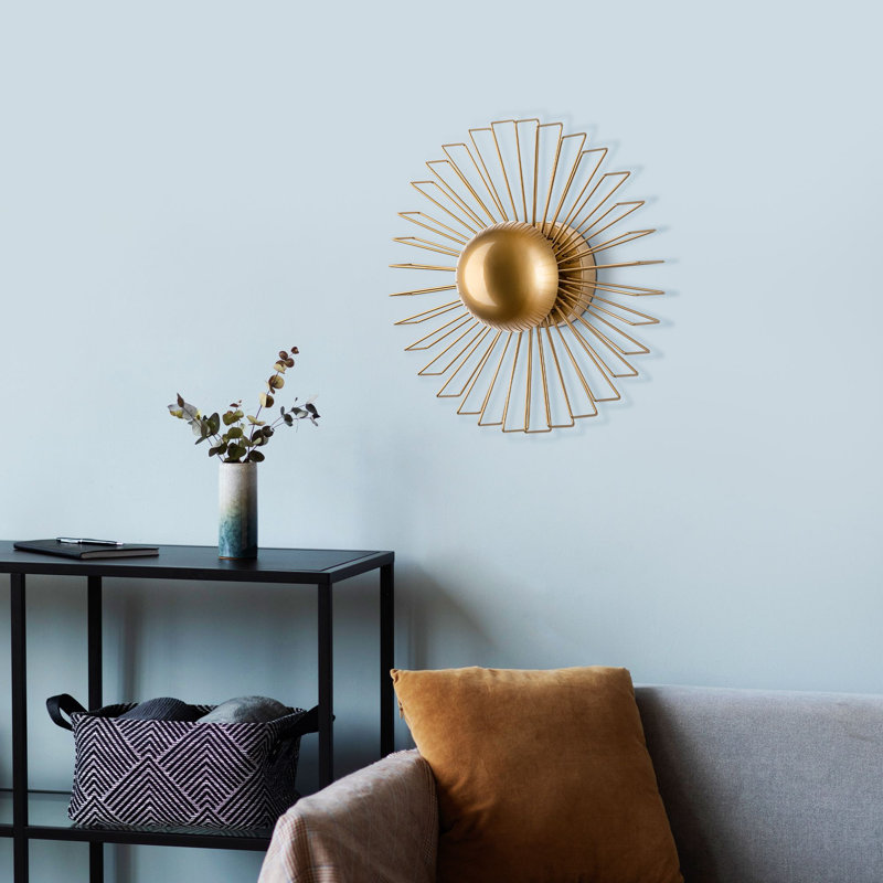 Lampe murale, Doré, H 17,72 po x l 17,72 po x P 7,09 po