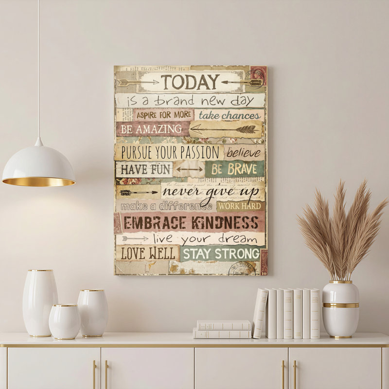 Citation inspirante, collage sur toile, art mural rétro style rustique pour salon, chambre à coucher, bureau à domicile, décoration